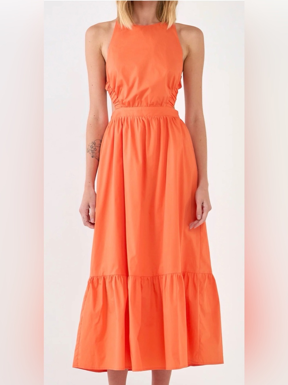 ELASTIC DETAIL SLEEVELESS DRESS - Picture 2 of 5